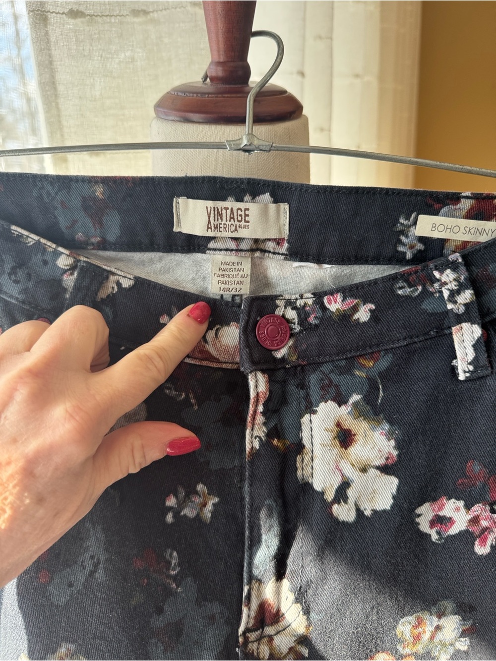 Vintage America floral Jeans boho skinny jeans 14 - Picture 5 of 8